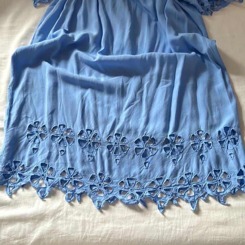 SALT + GRACE sky blue cut out off shoulder boho dress coverup by Tiare Hawaii - Picture 3 of 7